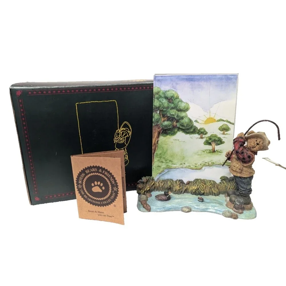 Boyds Bear Willie Caughtit Hook Line & Sinker Picture Frame Figurine 27374 Gift
